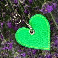 Green Leather Heart Keychain