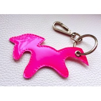 Hot Pink Patent Leather Unicorn Keychain