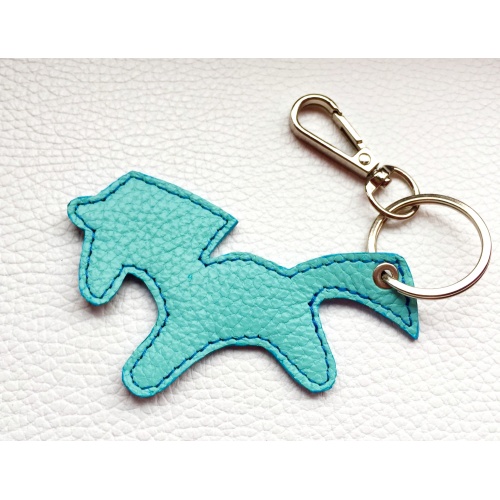 Light Blue Leather Unicorn Keychain