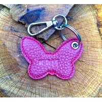 Magenta Leather Butterfly Keychain KRM