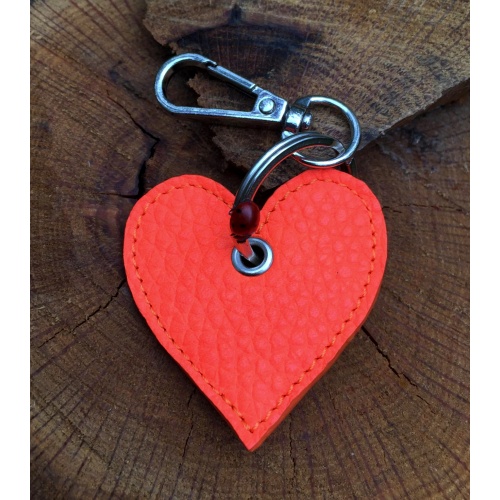 Orange Leather Heart Keychain