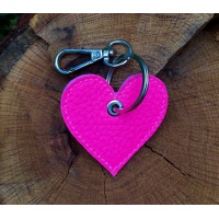 Pink Leather Heart Keychain