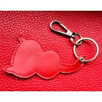 Red Leather Cat Keychain