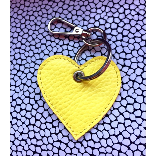 Yellow Leather Heart Keychain