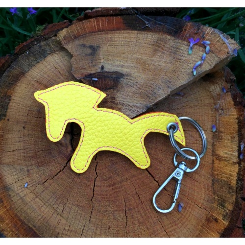 Yellow Leather Unicorn Keychain
