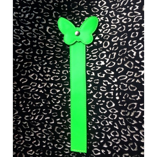 Neon Green Leather Butterfly Handmade Bookmark