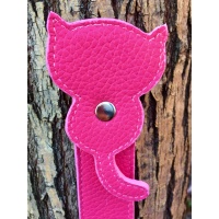 Pink Leather Cat Handmade Bookmark