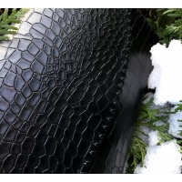 Half Moon Cut Black Croco Print Leather Handsewn Bag