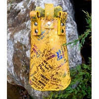 City Break Traveling Printed Yellow Suede Leather Handsewn Phonecase