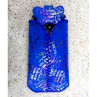 City Break Traveling Printed Blue Suede Leather Handsewn Phonecase