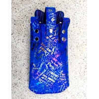 City Break Traveling Printed Blue Suede Leather Handsewn Phonecase