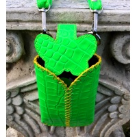 Neon Green Patent Leather Handsewn Phonecase