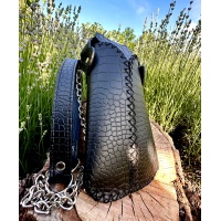 Black Croco Printed Leather Handsewn Phonecase