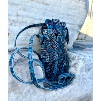 Black Blue Gray Brown Snakeprint Leather Handsewn Phonecase