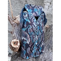 Black Blue Gray Brown Snakeprint Leather Handsewn Phonecase