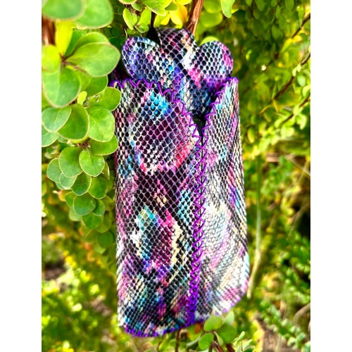 Crazy Colorful Barbie Snakeprinted Leather Handsewn Phonecase