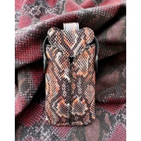 Orange Brown Snakeprinted Leather Handsewn Phonecase