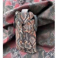 Orange Brown Snakeprinted Leather Handsewn Phonecase