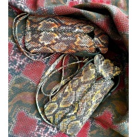 Orange Brown Snakeprinted Leather Handsewn Phonecase