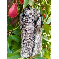 Powder Gray Shades Snakeprinted Leather Handsewn Phonecase