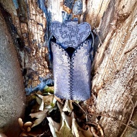 Silver Gray Shades Snakeprint on Gray Leather Handsewn Phonecase