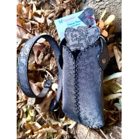 Silver Gray Shades Snakeprint on Gray Leather Handsewn Phonecase