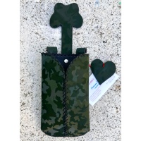 Viva Komando Camouflage Print on Green Suede Leather Handsewn Phonecase