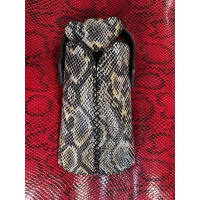 Yellow Brown Snakeprinted Leather Handsewn Phonecase