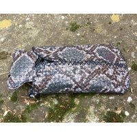 Gray Shades and Brown Snakeprinted Leather Handsewn Phonecase