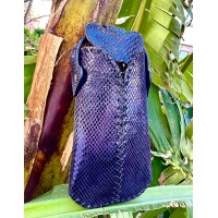 Navy Blue Snakeprinted Leather Handsewn Phonecase