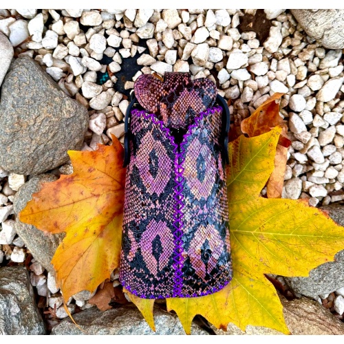 Purple Ancient Python Leather Handsewn Phonecase