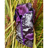 Purple Gray Black and White Snakeprinted Leather Handsewn Phonecase