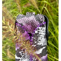 Purple Gray Black and White Snakeprinted Leather Handsewn Phonecase