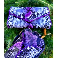 Purple Gray Black and White Snakeprinted Leather Handsewn Phonecase