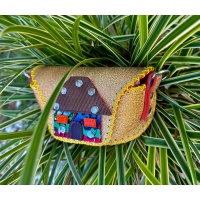 Little Leather House on Sparkling Gold Leather Sunglasses Handsewn Case