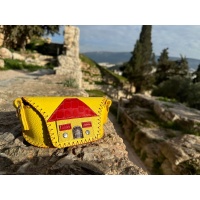 Little Red Leather House on Yellow Leather Sunglasses Handsewn Case