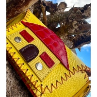 Little Red Leather House on Yellow Leather Sunglasses Handsewn Case