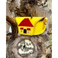 Little Red Leather House on Yellow Leather Sunglasses Handsewn Case