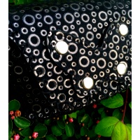 Silver Circles Printed on Black Suede Leather Handsewn Case
