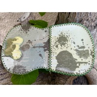 Shiny Dripping Fluid Green Leather Handsewn Roundbag