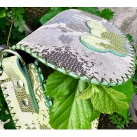 Shiny Dripping Fluid Green Leather Handsewn Roundbag