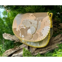 Shiny Dripping Fluid Yellow Leather Handsewn Roundbag