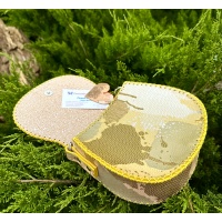 Shiny Dripping Fluid Yellow Leather Handsewn Roundbag