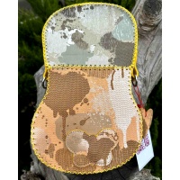 Shiny Dripping Fluid Yellow Leather Handsewn Roundbag