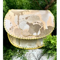 Shiny Dripping Fluid Yellow Leather Handsewn Roundbag