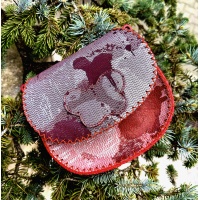 Shiny Dripping Fluid Red Leather Handsewn Roundbag
