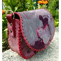 Shiny Dripping Fluid Red Leather Handsewn Roundbag