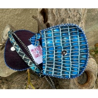 Shiny Croco Printed Leather Handsewn Round Bag