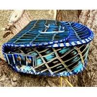 Shiny Croco Printed Leather Handsewn Round Bag