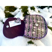 Shiny Croco Printed Purple Leather Handsewn Roundbag Shiny Croco Printed Purple Leather Handsewn Roundbag